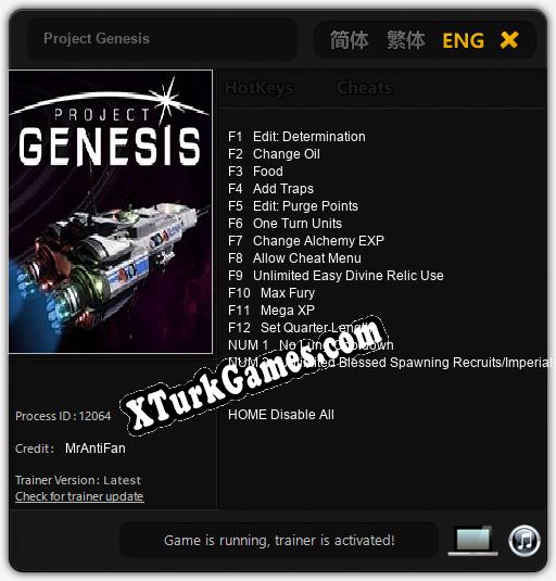 Project Genesis: Trainer +14 [v1.2]
