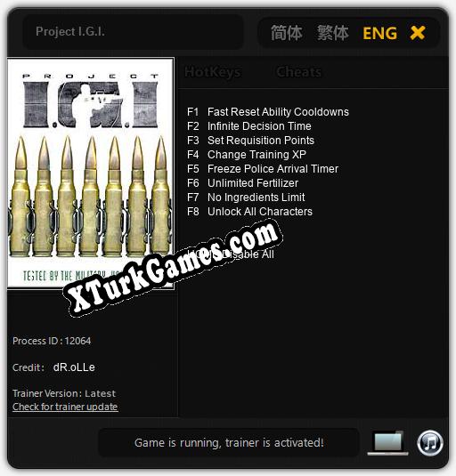 Project I.G.I.: Trainer +8 [v1.1]