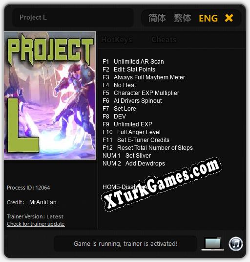 Project L: Cheats, Trainer +14 [MrAntiFan]