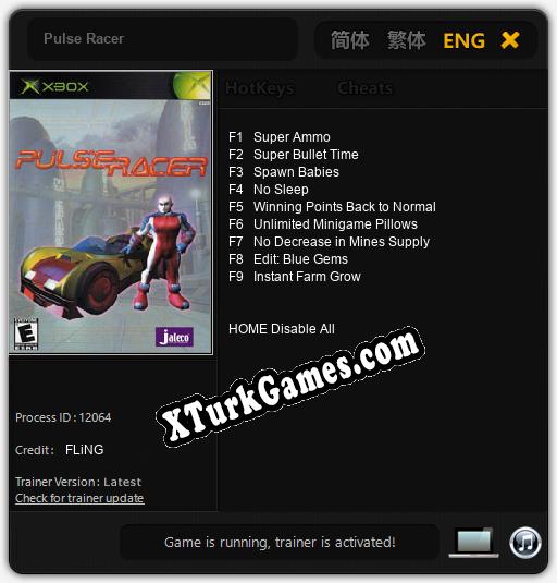 İçin Trainer’ı Çıktı Pulse Racer [v1.0.2]