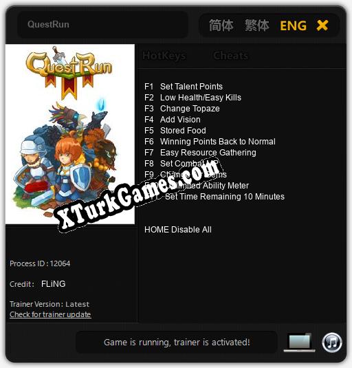 QuestRun: Trainer +11 [v1.4]