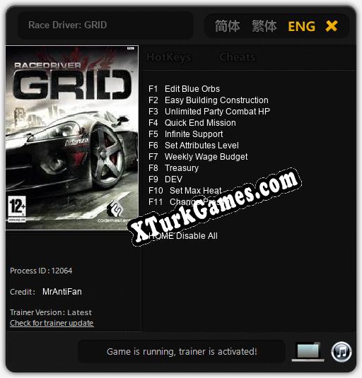 Race Driver: GRID: Cheats, Trainer +11 [MrAntiFan]