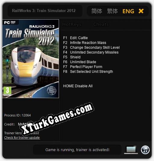 RailWorks 3: Train Simulator 2012: Trainer +8 [v1.1]