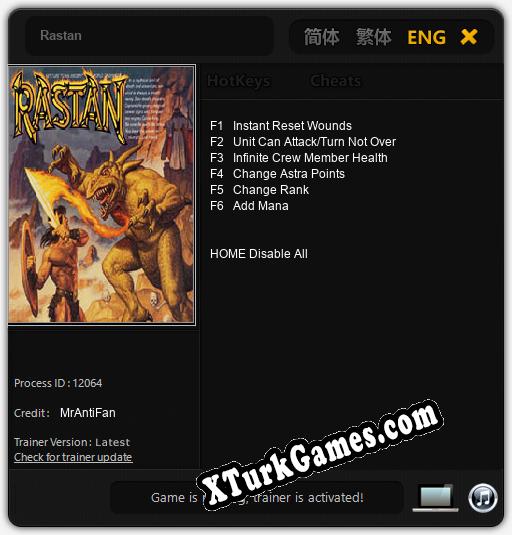 Rastan: Trainer +6 [v1.8]