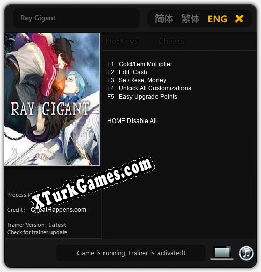İçin Trainer’ı Çıktı Ray Gigant [v1.0.2]