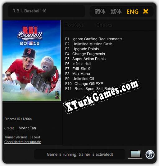 R.B.I. Baseball 16: Trainer +11 [v1.2]