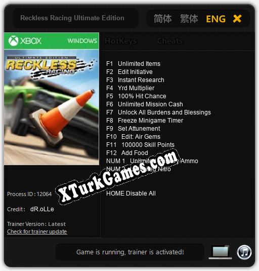 Reckless Racing Ultimate Edition: Trainer +14 [v1.2]
