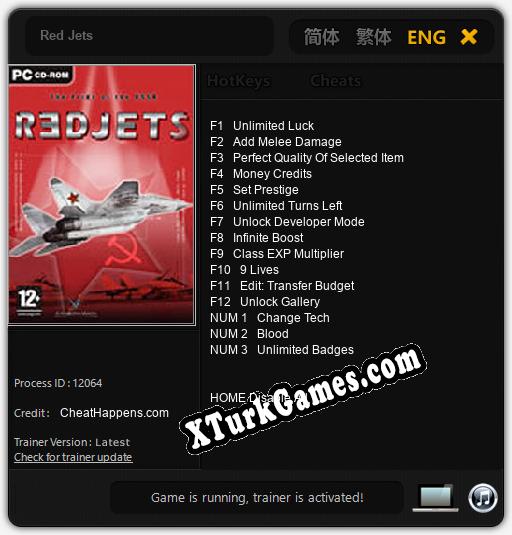 İçin Trainer’ı Çıktı Red Jets [v1.0.8]