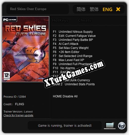 İçin Trainer’ı Çıktı Red Skies Over Europe [v1.0.2]