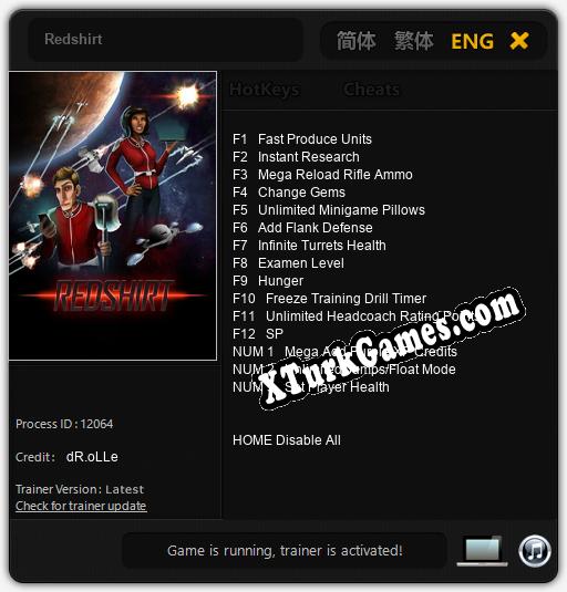 Redshirt: Trainer +15 [v1.5]