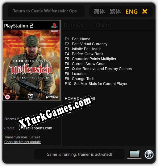 Return to Castle Wolfenstein: Operation Resurrection: Trainer’ı (V1.0.2)