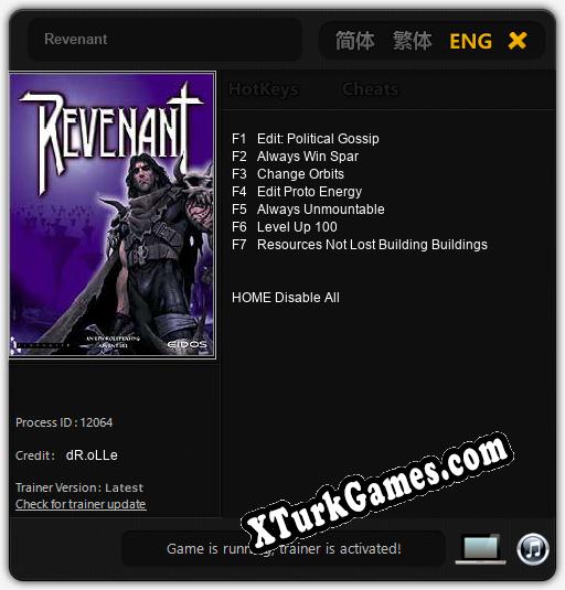 İçin Trainer’ı Çıktı Revenant [v1.0.1]