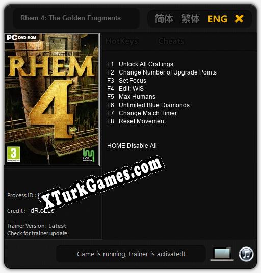 Rhem 4: The Golden Fragments: Cheats, Trainer +8 [dR.oLLe]