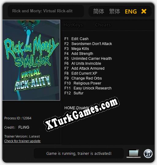 İçin Trainer’ı Çıktı Rick and Morty: Virtual Rick-ality [v1.0.9]