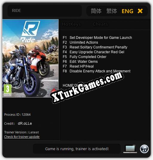 RIDE: Trainer +8 [v1.9]