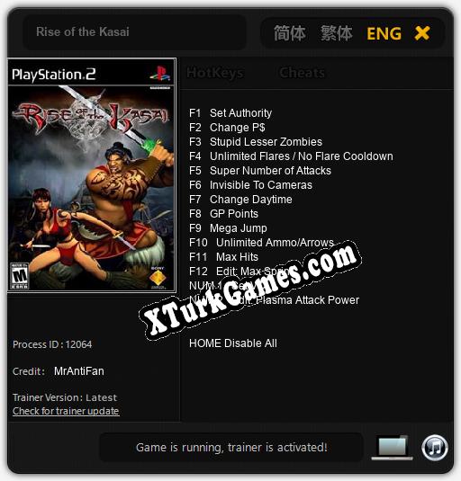 İçin Trainer’ı Çıktı Rise of the Kasai [v1.0.9]