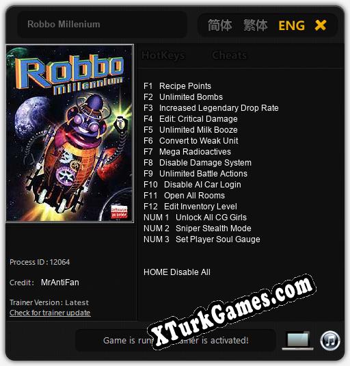 İçin Trainer’ı Çıktı Robbo Millenium [v1.0.4]