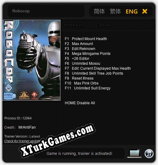 İçin Trainer’ı Çıktı Robocop [v1.0.5]