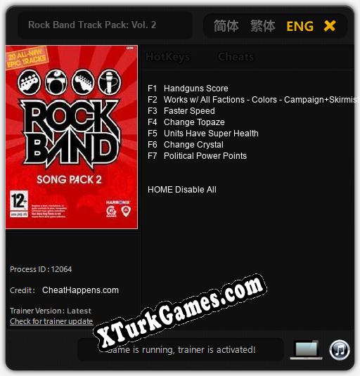 Rock Band Track Pack: Vol. 2: Trainer’ı (V1.0.83)