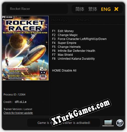 İçin Trainer’ı Çıktı Rocket Racer [v1.0.2]