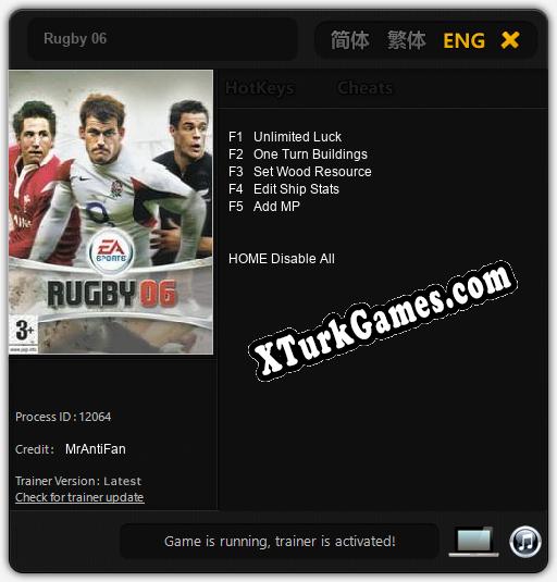 Rugby 06: Trainer’ı (V1.0.75)