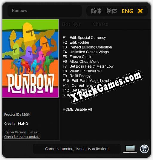 İçin Trainer’ı Çıktı Runbow [v1.0.9]