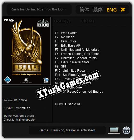 Rush for Berlin: Rush for the Bomb: Cheats, Trainer +15 [MrAntiFan]