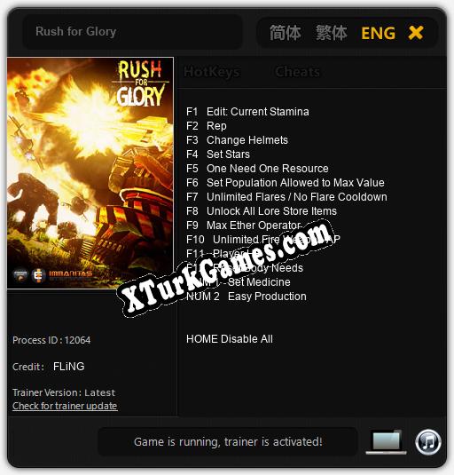 Rush for Glory: Trainer’ı (V1.0.95)