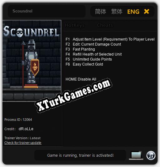 İçin Trainer’ı Çıktı Scoundrel [v1.0.5]