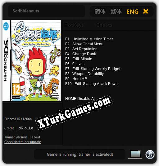 İçin Trainer’ı Çıktı Scribblenauts [v1.0.2]