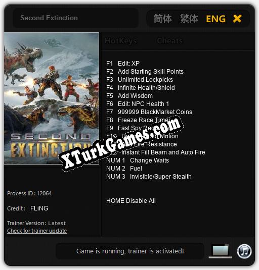 İçin Trainer’ı Çıktı Second Extinction [v1.0.9]