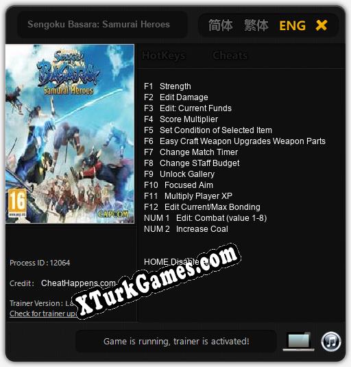 İçin Trainer’ı Çıktı Sengoku Basara: Samurai Heroes [v1.0.2]