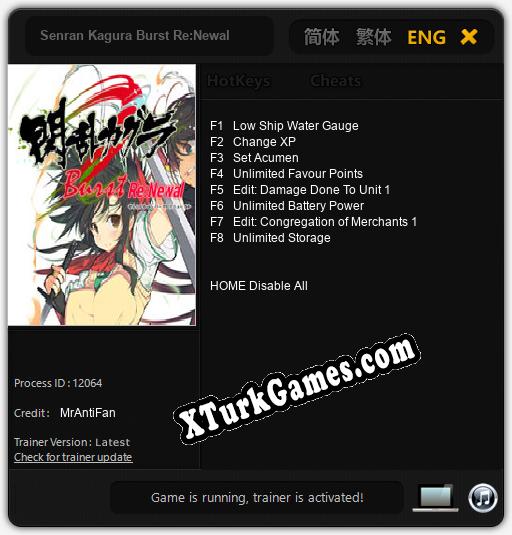 Senran Kagura Burst Re:Newal: Trainer’ı (V1.0.38)