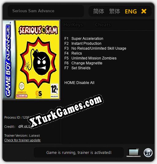 Serious Sam Advance: Cheats, Trainer +7 [dR.oLLe]