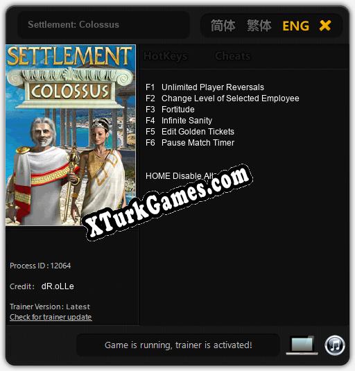 İçin Trainer’ı Çıktı Settlement: Colossus [v1.0.2]