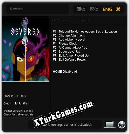 İçin Trainer’ı Çıktı Severed [v1.0.1]