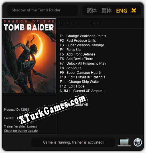 Shadow of the Tomb Raider: Trainer’ı (V1.0.25)