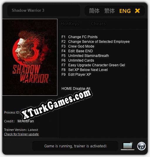 Shadow Warrior 3: Trainer’ı (V1.0.84)