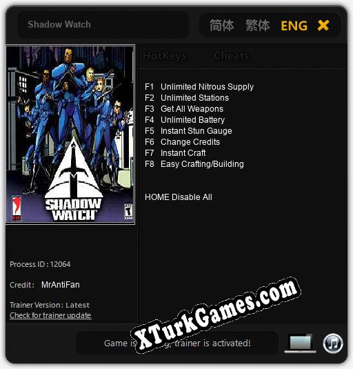 Shadow Watch: Cheats, Trainer +8 [MrAntiFan]