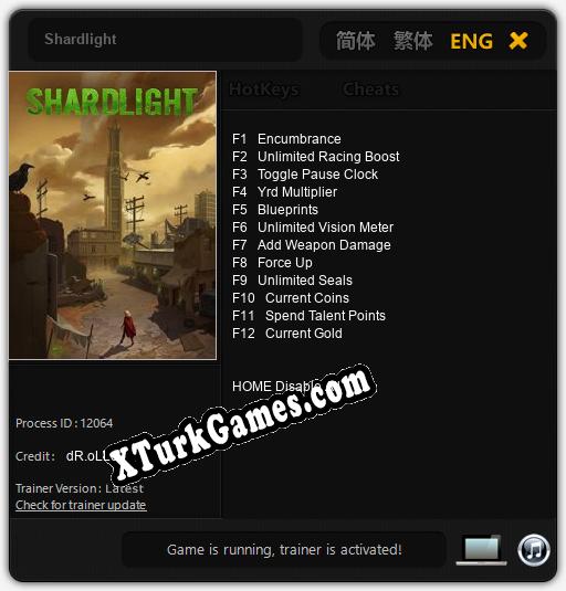 İçin Trainer’ı Çıktı Shardlight [v1.0.4]