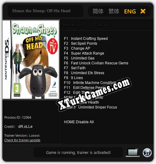 Shaun the Sheep: Off His Head: Trainer +15 [v1.4]
