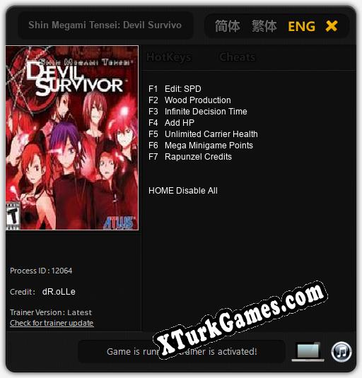 Shin Megami Tensei: Devil Survivor Overclocked: Trainer +7 [v1.9]