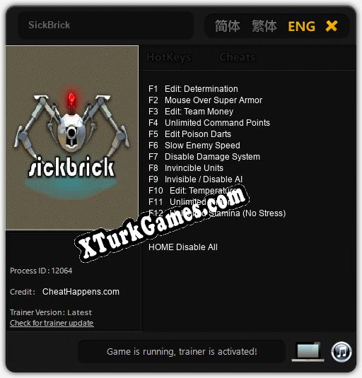 SickBrick: Cheats, Trainer +12 [CheatHappens.com]