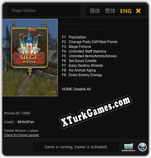 Siege Online: Cheats, Trainer +9 [MrAntiFan]