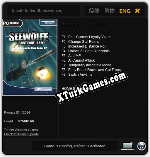 Silent Hunter III: Seawolves: Cheats, Trainer +9 [MrAntiFan]
