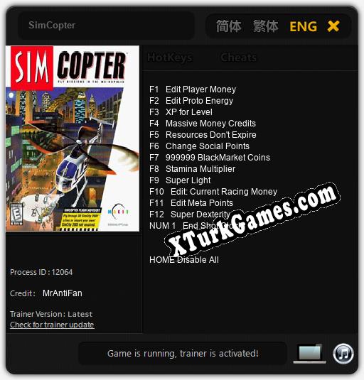 SimCopter: Cheats, Trainer +13 [MrAntiFan]