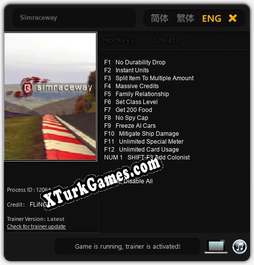 İçin Trainer’ı Çıktı Simraceway [v1.0.8]