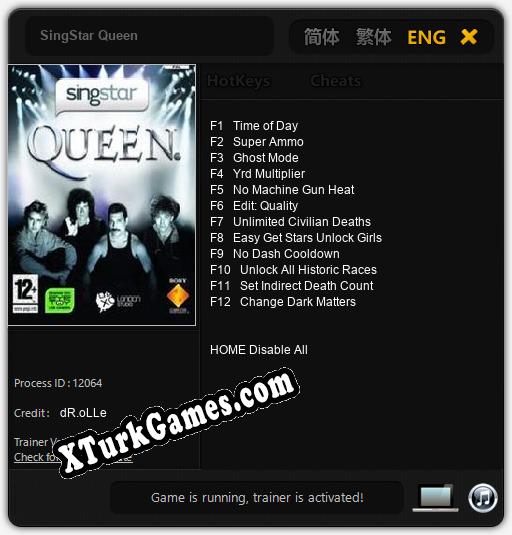 İçin Trainer’ı Çıktı SingStar Queen [v1.0.3]