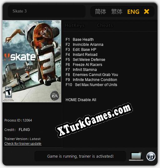 Skate 3: Trainer’ı (V1.0.16)