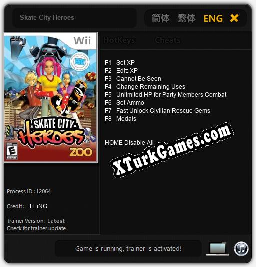 Skate City Heroes: Trainer +8 [v1.2]